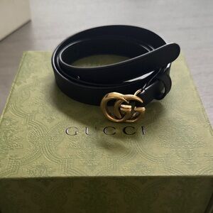 Gucci Black Belt with Gold GG Buckle